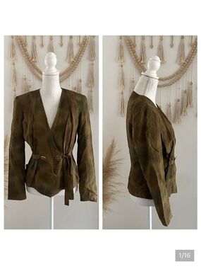 Vintage fitted jacket green brown platinum brand by Dorothy schoelen 80s small